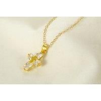 Golden Cross Crystal Necklace - Silver