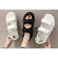 Women'S Chanel Inspired Faux Leather Sandals - 6 Sizes + 2 Colours - Black