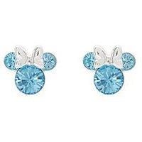 Disney Minnie Silver Plated March Birthstone Stud Earrings