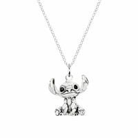 Disney Lilo and Stitch Sterling Silver 3D Pendant 18" Necklace, Officially Licensed
