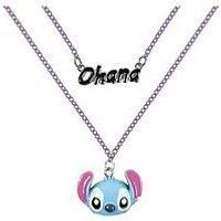 Disney Lilo & Stitch Blue Ohana Stitch Double Layered Necklace NH00922RL-16.PH