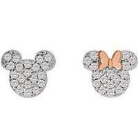 Disney Mickey & Minnie Mouse Sterling Silver Clear CZ Stone set Mismatched Stud Earrings E905016TZWL-B.PH