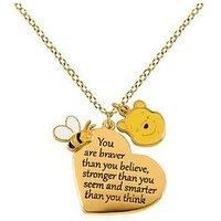 Disney Winnie The Pooh Yellow Gold Plated Brass Heart shaped Necklace NF00678YL-18.PH