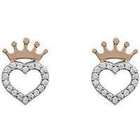 Disney Sterling Silver 18ct Gold Plated Crown Heart Stud Earrings E905643TZWL-B.PH