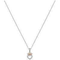 DISNEY Sterling Silver 18ct Gold Plated CZ Heart Crown Pendant Necklace N902753TZWL-18.PH