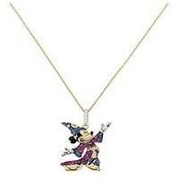 DISNEY 100 Mickey Fantasia Sorcerer/'s Apprentice Gold Plated Pendant with Ruby & Cubic Zirconia Stones
