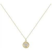 Disney 100 Mickey Mouse Silver 18Ct Yellow Gold Plated Double-Sided Pendant With Cubic Zirconia Stones