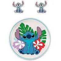 Children's Lilo and Stitch Silver Plated Earrings and Trinket Tray Set