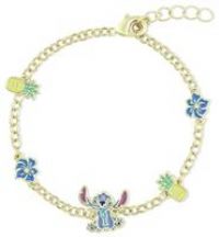 Disney Girls Stitch Pineapple & Flower Gold Plated Bracelet
