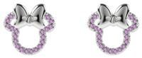 Minnie Mouse Girls Pink Stone Set Silver Plated Stud Earrings