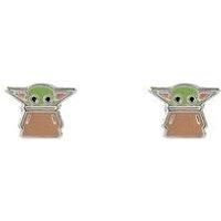 Star Wars The Mandalorian Sterling Silver Enamel Grogu Baby Yoda Stud Earrings