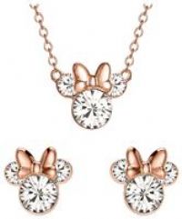 Minnie Womens Pale Gold Plated Crystal Earrings & Pendant Necklace Jewellery Set