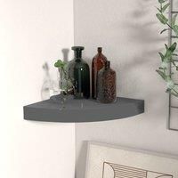 Floating Corner Shelf High Gloss Grey 25x25x3.8 cm MDF