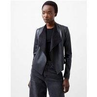 French Connection Pu Faux Leather Lightweight Biker-Style Jacket