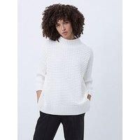 French Connection Ribbed Knit Oversized Jumper - White