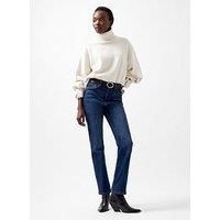 French Connection Ribbed Knit Roll Neck Jumper - Cream