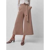 French Connection Wide Leg Culottes With Self Tie Belt - Brown