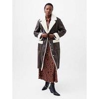French Connection Faux Shearling Coat - Brown