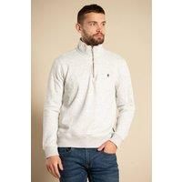 French Connection Men's Cotton Blend Half-Zip Jumper in Light Grey | Size: 2XL