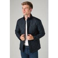 French Connection Men's Funnel Neck Diamond Quilted Jacket in Navy | Size: Medium