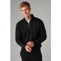French Connection Men's Cotton Blend Half-Zip Jumper in Black | Size: XL