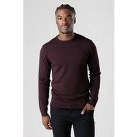 French Connection Men's Crew Neck Long Sleeve Knitted Jumper in Wine | Size: Small
