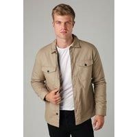 Cotton Worker-Style Button Overshirt