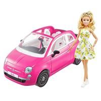 Barbie Pink Fiat 500 Car and Doll Playset