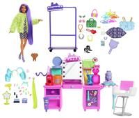Barbie Extra Doll & Vanity Playset with Exclusive Doll, Pet Puppy & 45+ Pieces Including Vanity, Rolling Clothing Rack, Light-Up Mirror, Clothes & Accessories, Toy Gift for Kids 3 Years Old & Up