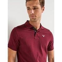 Barbour Tartan Pique Short Sleeve Polo Shirt- Dark Red