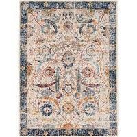 Livabliss Zelfana Vintage Rug - Area Rugs Living Room 160x220 cm, Dining Floor, Kitchen, Traditional Multicoloured Boho Style, Easy Care Pile, Bohemian Large Rug, Navy, Orange, Beige, Mustard