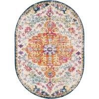 Livabliss Asmara Vintage Rug - Runner Rugs Living Room 60x90 cm, Hallway, Kitchen Area - Traditional Multicoloured Boho Style, Easy Care - Bohemian Large Rug, Red, Orange, Teal, Beige