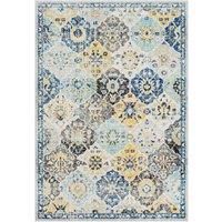 Livabliss Sicily Vintage Rug - Area Rugs Living Room 160x220 cm, Dining Floor, Kitchen, Traditional Multicoloured Boho Style, Easy Care Pile, Bohemian Large Rug, Blue, Mustard, Black