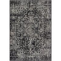 Livabliss Syracusa Vintage Rug - Area Rugs for Living Room 160x220 cm, Bedroom - Scandi Neutral Rugs, Traditional Patterned Boho Style, Natural Easy Care Pile - Large Rug, Black, Grey and Ivory