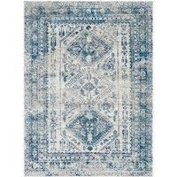 Livabliss Habana Vintage Rug - Area Rugs for Living Room 200x274 cm, Bedroom - Scandi Neutral Rugs, Traditional Patterned Boho Style, Natural Easy Care Pile - Large Rug, Blue and Grey