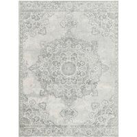 Livabliss Kuta Vintage Rug - Area Rugs for Living Room 200x290 cm, Bedroom - Scandi Neutral Rugs, Traditional Patterned Boho Style, Natural Easy Care Pile - Large Rug, Grey and Ivory