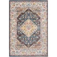 Livabliss Casablanca Vintage Rug - Area Rugs Living Room 200x275 cm, Dining Floor, Kitchen, Traditional Multicoloured Boho Style, Easy Care Pile, Bohemian Large Rug, Brown, Blue, Mustard, Rust
