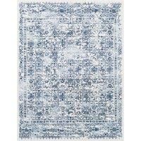 Livabliss Marrakech Vintage Rug - Area Rugs for Living Room 200x274 cm, Bedroom - Scandi Neutral Rugs, Traditional Patterned Boho Style, Natural Easy Care Pile - Large Rug, White & Blue