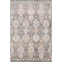 Livabliss Djelfa Vintage Rug - Area Rugs for Living Room 200x275 cm, Bedroom - Scandi Neutral Rugs, Traditional Patterned Boho Style, Natural Easy Care Pile - Large Rug, Black and Grey