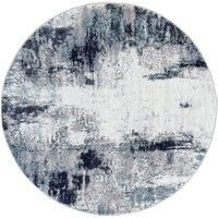 GIULIA Round Abstract Modern Marble Aqua/Navy Area Rug 200 x 200 cm 200 x 200 cm