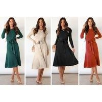 Women'S Midi Knit Dress - 5 Colours - Black