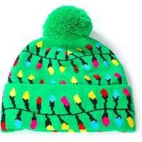 Xmas Pom Winter Knitted Hat With Led Lights In 7 Colours - Red