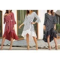 LAUREN Ralph Lauren Sleeveless Fit & Flare Grey Polka Dot Midi Dress 12 NWT $139
