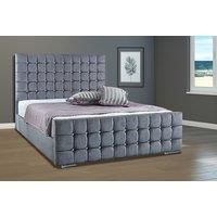 Royal Grey Velvet Cube Bed