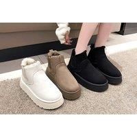 Women'S Elastic Slip-On Short Snow Boots In 6 Sizes And 4 Colours - White