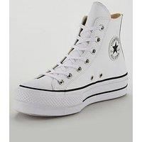 Converse All Star Lift Hi Trainers White White Black Leather - 3.5 UK