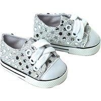 Sophia/'s 18" Baby Doll Shoes with Sequins, Silver Glitter Pumps or Trainers with Laces for Dolls up to 46cm, Baby Doll Accessories, Doll Not Included