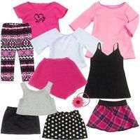Teamson Kids Sophia/'s Baby Doll 11 Piece Dolls Clothing Spring Set for 18" Dolls, Pink/Black. Dolls Accessories, Doll Not Included