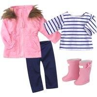 18 Inch Dolls Dress Up set Pink Parka Jacket Leggings T Shirt Wellies Playset