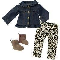 Sophia’s by Teamson Kids 3 Piece Baby Dolls Clothes Set, 18" Doll Denim Jacket & Leggings Outfit with Doll Boots, Dolls Clothing & Accessories